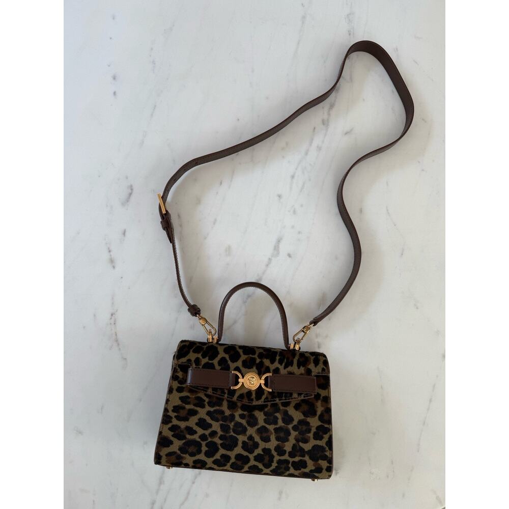 VERSACE Medusa Plaque Leopard Printed Top HANDLE Bag $ 2800 Retail - Picture 14 of 16